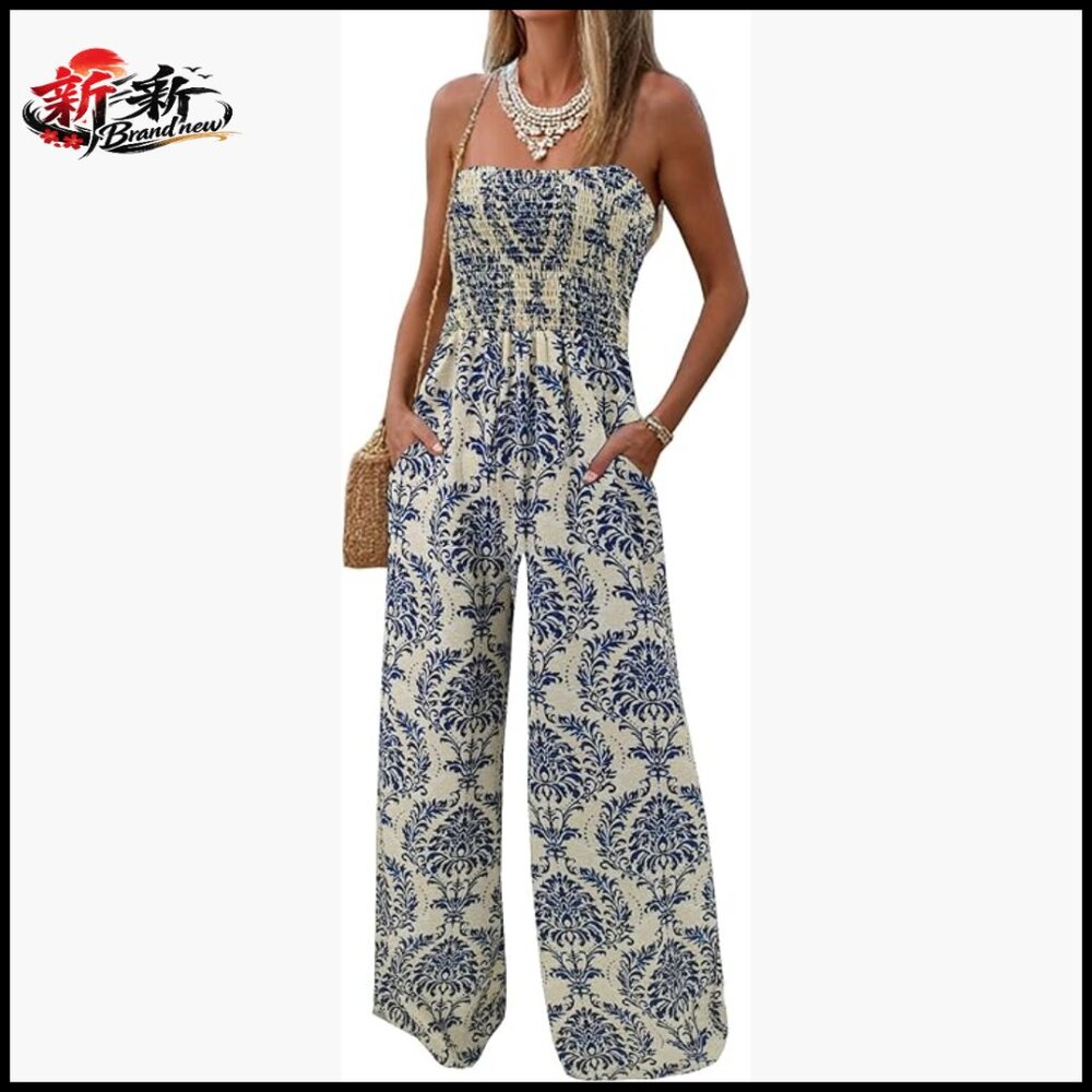 Polyester Strapless Jumpsuit with Pockets for Sum… - image 1